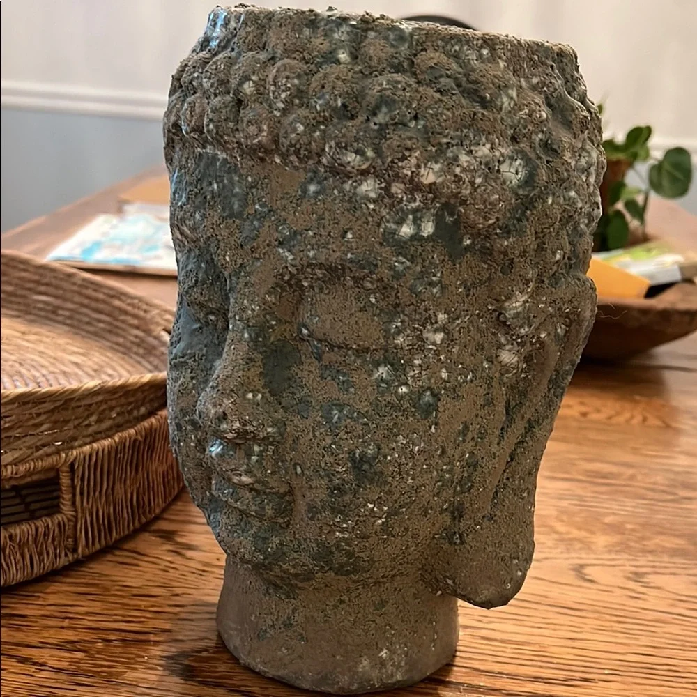 Crate&Barrel Stone Buddha Bohemian Planter Decor